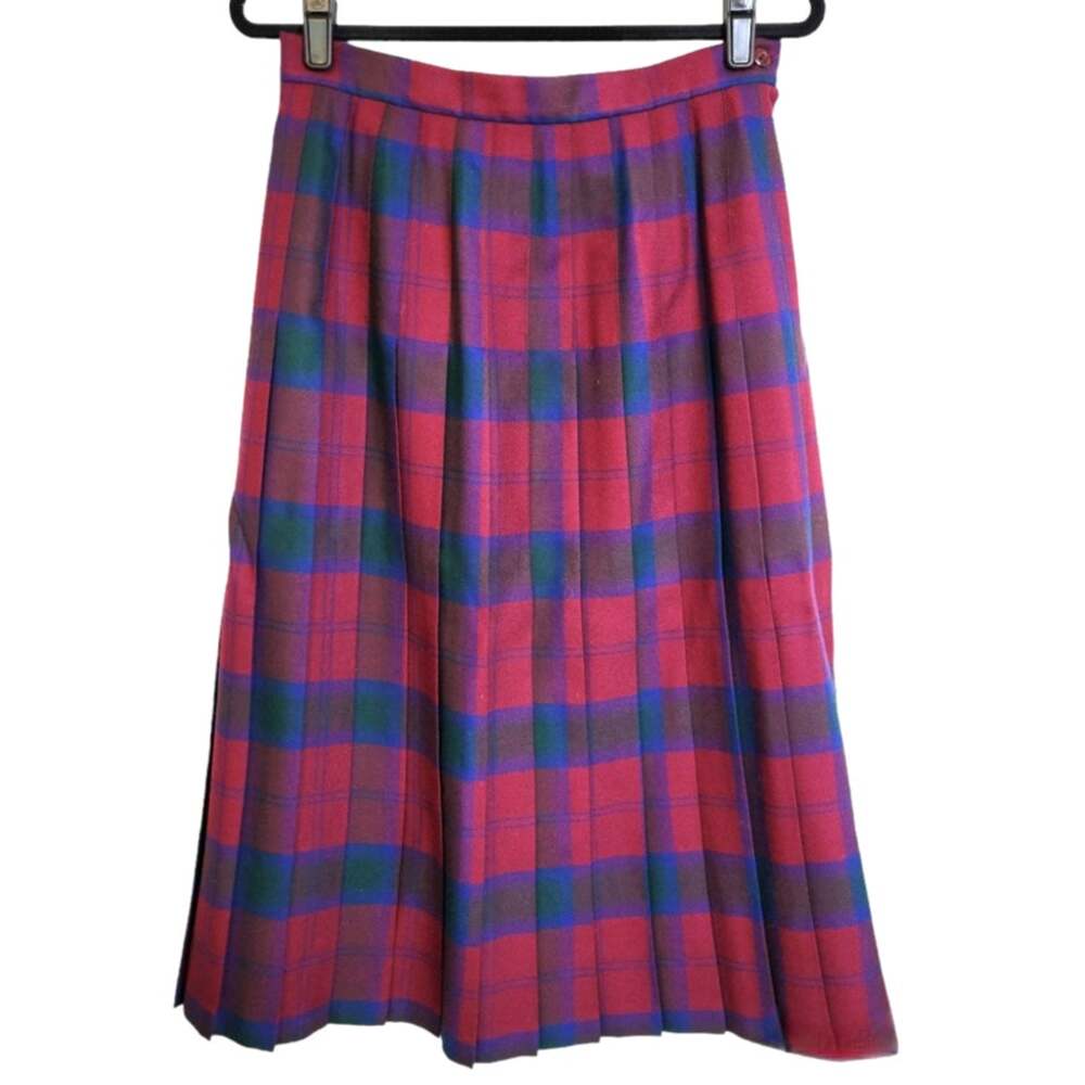 Vintage Preswick & Moore Skirt Womens 4/6 Red Wool Plaid Pleated Academia Preppy